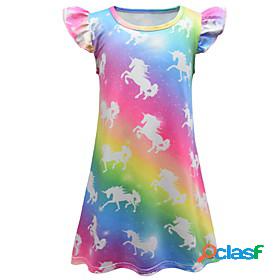 Kids Little Girls Dress Unicorn colour Animal Birthday
