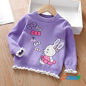 Kids Toddler Girls Sweater Long Sleeve Ruched Rabbit Bunny