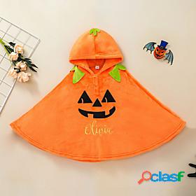 Kids Unisex Hoodie Long Sleeve Cartoon Pumpkin Letter Orange