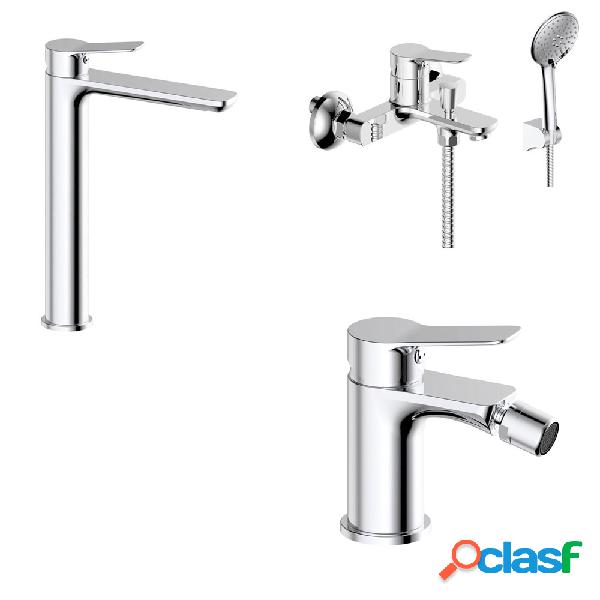 Kit miscelatore alto lavabo+bidet+vasca in ottone della