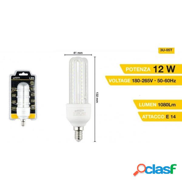 LAMPADINA 3U LED E14 12W LUCE FREDDA 6500K NATURALE 4000K