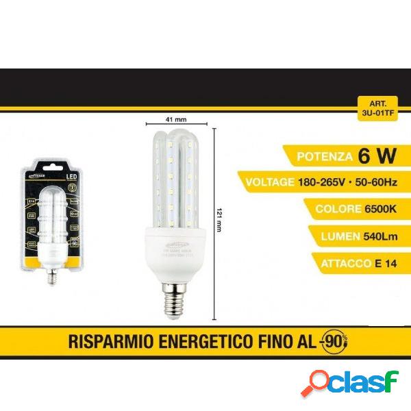 LAMPADINA LED 3U E14 6W LUCE FREDDA 6500K NATURALE 4000K