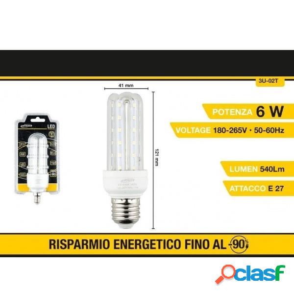 LAMPADINA LED E27 3U 6 W LUCE FREDDA 6500K NATURALE 4000K