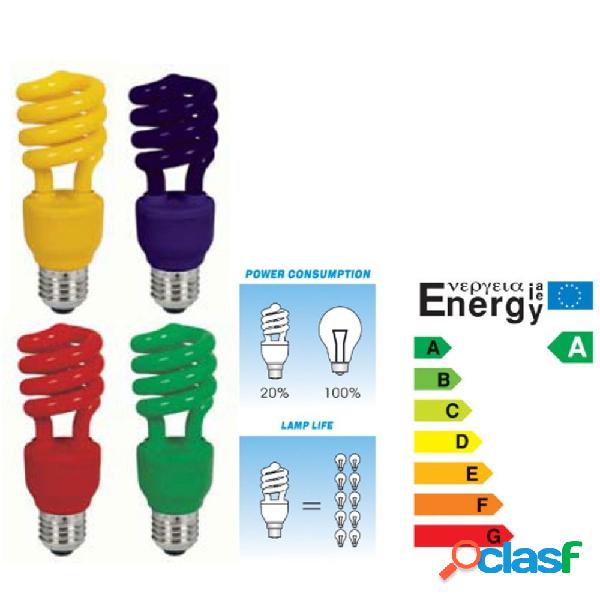 LAMPADINA RISPARMIO ENERGETICO COLORATA 13W BLU ROSSA GIALLA