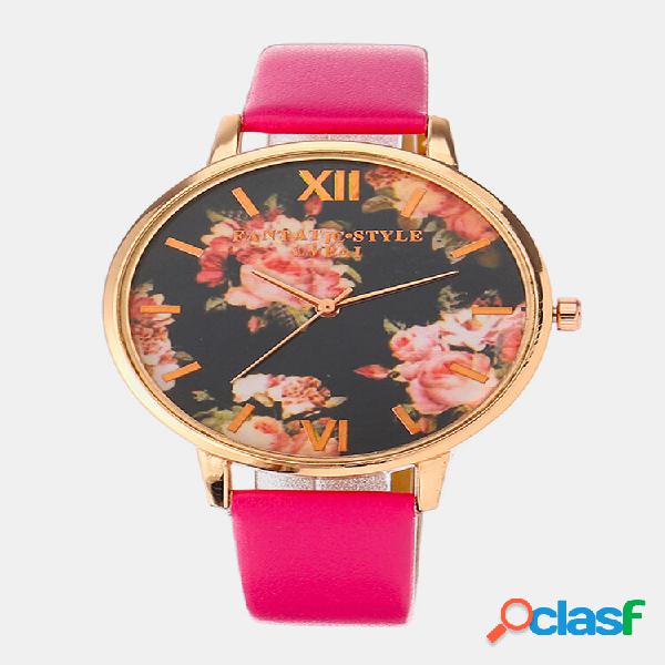 LVPAI Retro Watch Pelle fiore vintage Watch da donna per