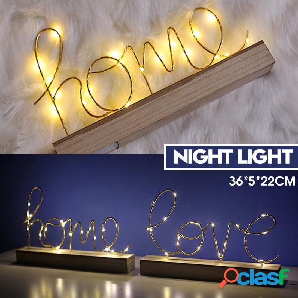 Legno Mini LED Night Light Home Love Desktop Lettera lampada