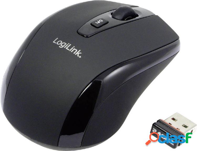 LogiLink Mini Mouse wireless Senza fili (radio) Ottico Nero