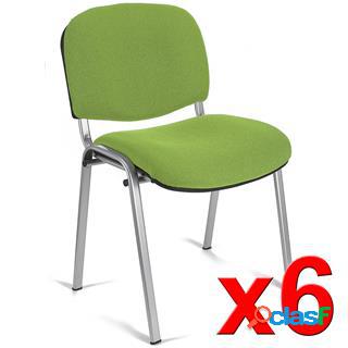 Lotto di 6 sedie per sala conferenze MOBY BASE, verde lime