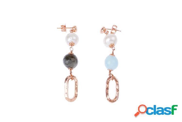 Luisa della Salda Orecchini argento con labradorite, perle e