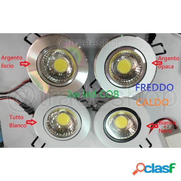 MINI FARETTO COB A LED DA INCASSO 3W LUCE FREDDA CALDO CON