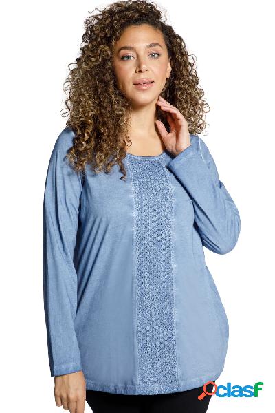 Maglia con tintura a freddo, banda di pizzo, scollo a