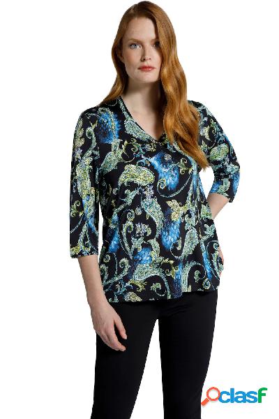Maglia fluente dal design Paisley con scollo a V e maniche a