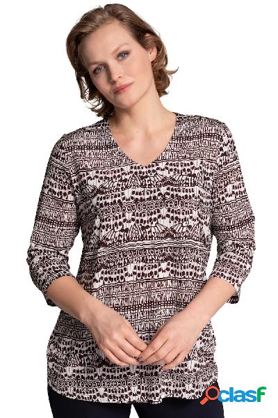 Maglia fluente dal design stampato con scollo a V e maniche