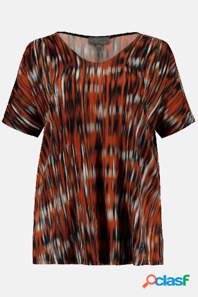 Maglia fluente, design a righe, oversize, mezze maniche,