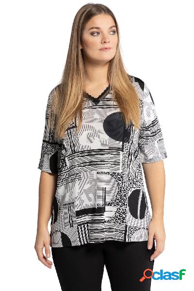 Maglia fluente, design grafico con fantasia animalier,