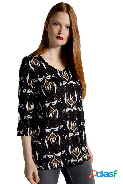 Maglia fluente in stile Art Nouveau con scollo a V e maniche