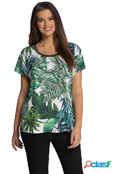 Maglia fluente, stampa con foglie della giungla, oversize,