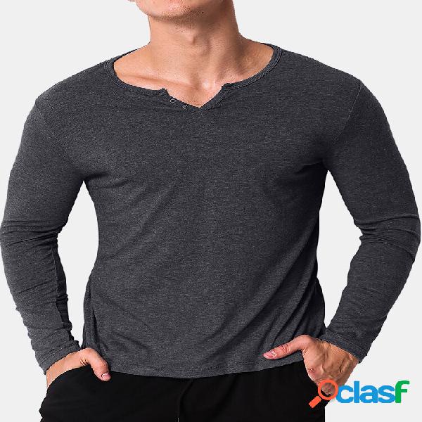 Maglietta intima in cotone a manica lunga T Camicia da uomo