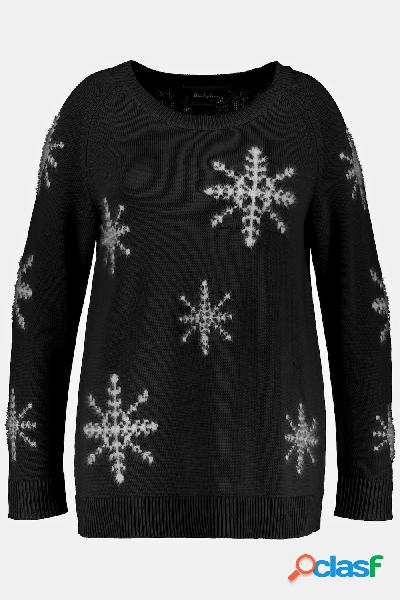 Maglione con fiocchi di neve, Donna, Grigio, Taglia: 52/54,