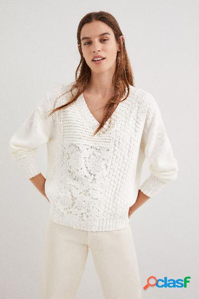 Maglione patch pizzo