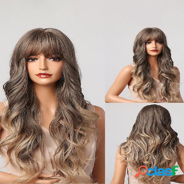 Marrone Oro Colore Misto Spirale Lunga Ricci Capelli