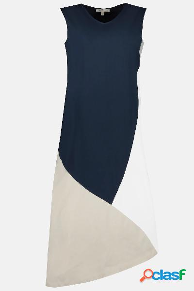 Maxi abito a color blocking senza maniche, in cotone