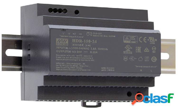 Mean Well HDR-150-24 Alimentatore per guida DIN 24 V/DC 150