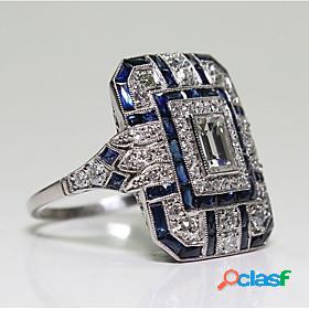 Men Ring Cubic Zirconia Classic Blue Copper 1pc Ladies