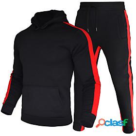 Mens 2 Piece Tracksuit Sweatsuit Street Casual 2pcs Winter