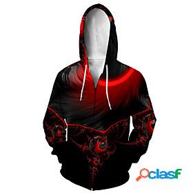 Mens Animal Zip Up Hoodie Sweatshirt 3D 3D Print Casual