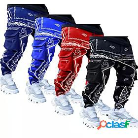 Mens Athleisure Cargo Pants Track Pants Bottoms Cotton