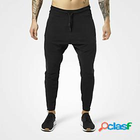 Mens Athletic Sports Zipper Elastic Waist Elastic Drawstring