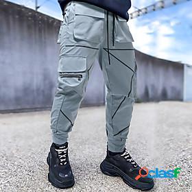 Mens Basic Sporty Patchwork Reflective Strip Straight Jogger