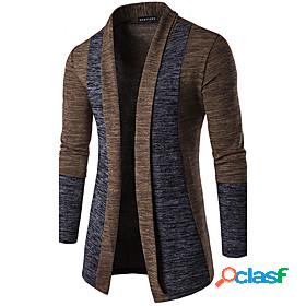 Mens Cardigan Solid Colored Cotton Long Sleeve Slim Regular