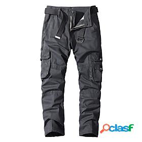 Mens Cargo Split Zipper Pocket Straight Pants Tactical Cargo