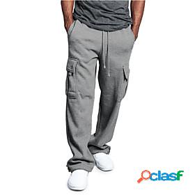 Men's Casual Drawstring Elastic Waist Straight Trousers