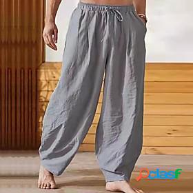 Mens Chinese Style Harlem Pants Elastic Waist Harem Pants
