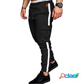 Mens Chino Pants Pants Color Block Mid Waist Black Gray