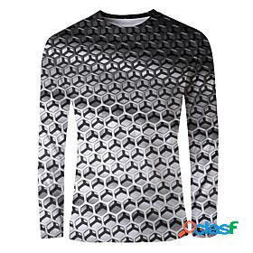 Mens Daily 3D Print T shirt Graphic Long Sleeve Print Tops