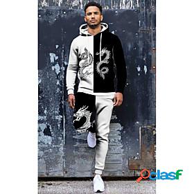 Mens Dragon Animal Sweatsuit Pullover Hoodie Sweatshirt