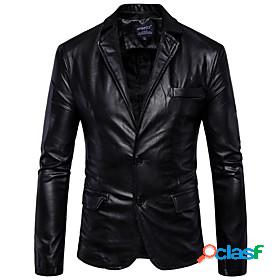 Mens Faux Leather Jacket Winter Professional Regular Coat