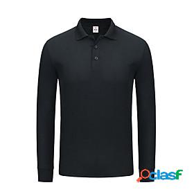 Mens Golf Shirt Solid Color Collar Street Daily Long Sleeve