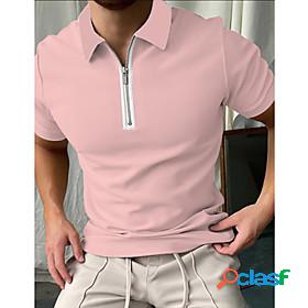 Men's Golf Shirt Solid Color Collar Street Daily Short