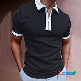 Mens Golf Shirt Solid Color Turndown Casual Daily Short