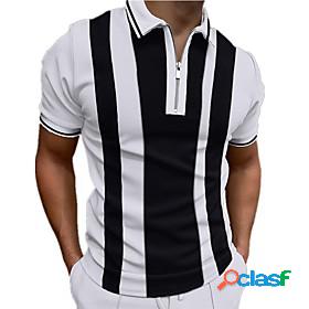 Men's Golf Shirt Striped Collar Street Daily Short Sleeve