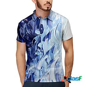 Mens Golf Shirt Tennis Shirt Abstract 3D Print Collar Casual
