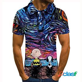 Mens Golf Shirt Tennis Shirt Cartoon Graphic Prints 3D Print