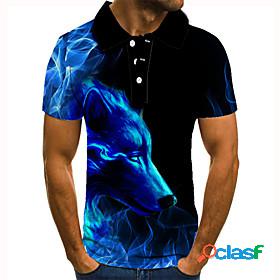Mens Golf Shirt Tennis Shirt Fox Animal 3D Print Collar