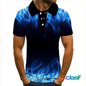 Mens Golf Shirt Tennis Shirt Graphic Prints Flame 3D Print