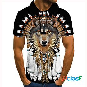 Mens Golf Shirt Tennis Shirt Graphic Prints Wolf 3D Print